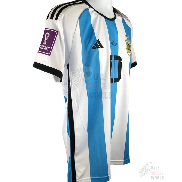 NEW 🔥 World Cup FINAL 🔥 QATAR 2022 Argentina Messi #10 Home Mens Soccer Jersey - Picture 6 of 15